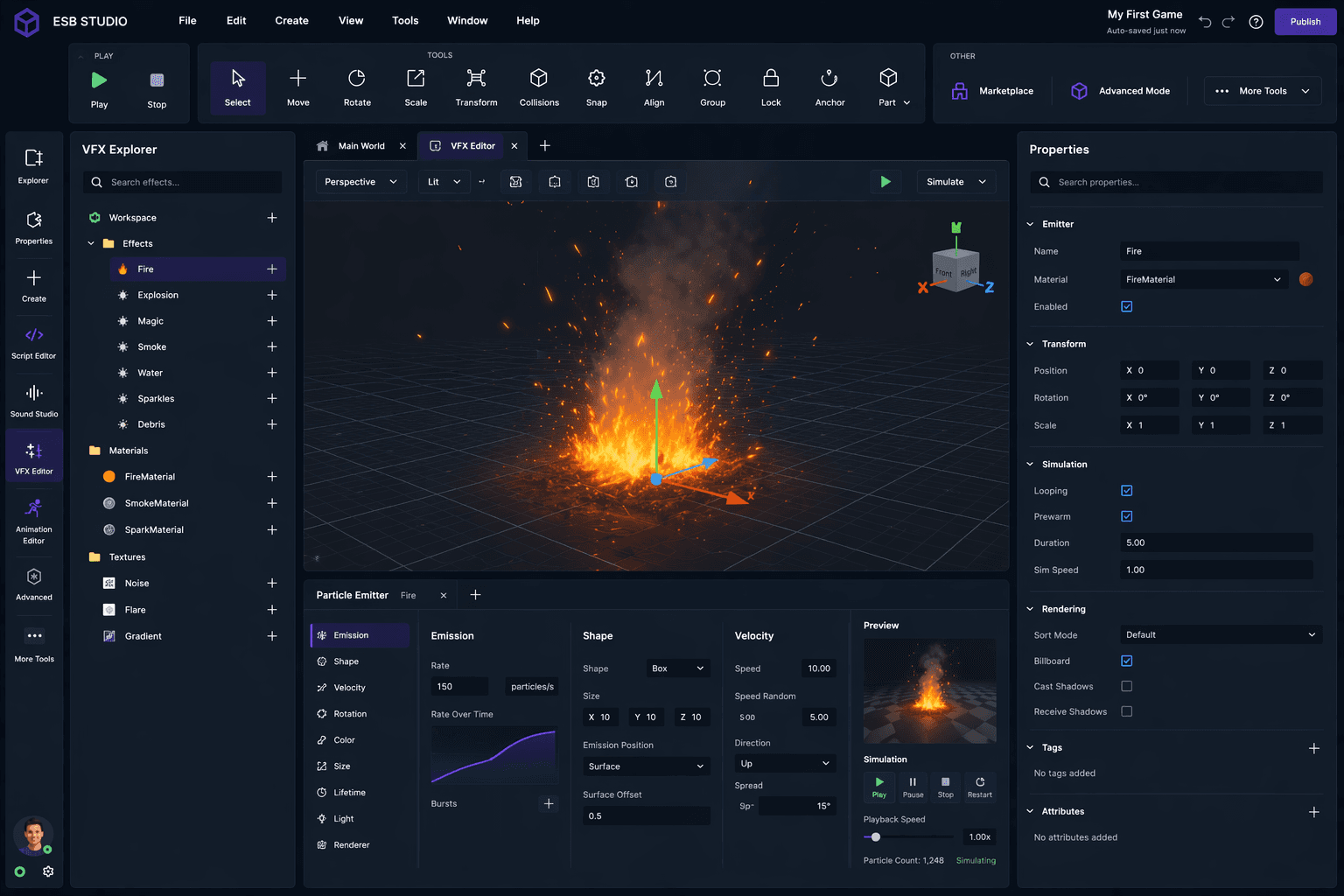 ESB Studio game creation environment and creator tools